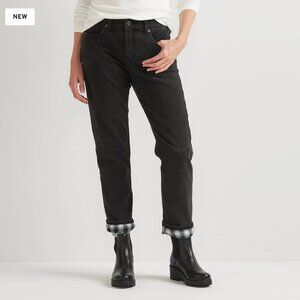 Eddie Bauer boyfriend flannel lined jeans in washed black